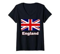 Women's United Kingdom England Great Britain Flag Banner UK British V-Neck T-Shirt