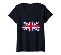 Womens United Kingdom Outfit - Great Britain Flag - I love UK V-Neck T-Shirt