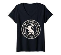 Womens United Kingdom Passport Stamp s Patriotic Traveller V-Neck T-Shirt