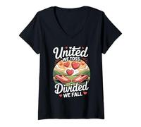 Women's United We Toss Divided We Fall Cornhole V-Neck T-Shirt