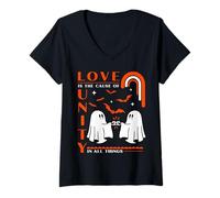 Womens Unity Day Orange Kids Boo Ghost Love is The Cause of Unity V-Neck T-Shirt