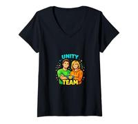 Women's Unity Team Positive Support Community Design V-Neck T-Shirt