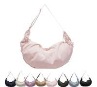 Women's universal half-moon shoulder bag, pleated nylon crossbody bag, casual travel bag, adjustable shoulder strap, suitable for sports, walks and travel.