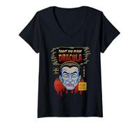 Womens Universal Monsters Dracula Vintage Halloween Mask V-Neck T-Shirt