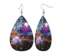 Womens Universe Galaxy Space Print Leather Earrings Teardrop Dangle Earrings Jewelry Outfits Accessories