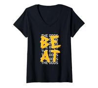 Womens University Varsity-Gold Beat The Odds Yellow V-Neck T-Shirt