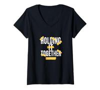 Women's University Varsity-Gold Color Barely Holding it Together V-Neck T-Shirt