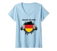 Women's Unleash The German Spirit Chest Rip V-Neck T-Shirt