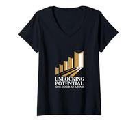 Womens Unlocking Potential One Door at a Time Locksmith V-Neck T-Shirt