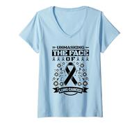 Womens Unmasking The Face of Lung Cancer V-Neck T-Shirt