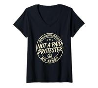 Women's Unpaid Peaceful Not A Paid Protester No Kings Pro Democracy V-Neck T-Shirt