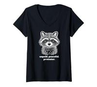 Women's Unpaid Peaceful Protester Raccoon Activist V-Neck T-Shirt