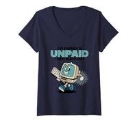 Women's Unpaid Retro Computer Running Cartoon Design V-Neck T-Shirt