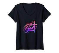 Women's Unshakable Faith Over Chance Christian Message V-Neck T-Shirt