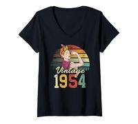 Womens Unstoppable Strong Beautiful Vintage 71st Birthday Women V-Neck T-Shirt