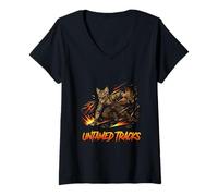 Women's Untamed Tracks Fox Tactical Speed Motion Design V-Neck T-Shirt