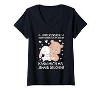 Womens Unter Druck funktioniere Ich Am Besten Rabbit Bear Hug V-Neck T-Shirt