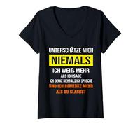Women's Unterschätze mich Niemals, Funny Saying V-Neck T-Shirt
