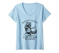 Women's Until I've Had My Coffee Vintage Funny Raccoon Retro 90s Gag V-Neck T-Shirt