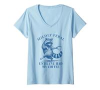 Women's Until I've Had My Coffee Vintage Funny Raccoon Retro 90s V-Neck T-Shirt