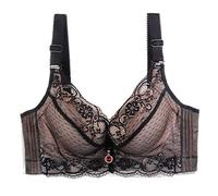 Women's Up Fastening Elegant Bras Underwired Bra Trim -Elastic Women's Breathable Plus Sports Size Lace Bra Womens Support Bras (Black, 46A)