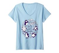 Women's Up The Creek Without A Waddle Funny Penguin Pun V-Neck T-Shirt