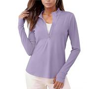 Women's UPF 50+ Gym Tops Long Sleeve Sports Sun Protection T-Shirt Workout Running Hiking Jackets for Ladies 1/4 Zip Sweatshirt with Thumb Holes Lightweight Quick Dry Slim Fit Pullover Shirts