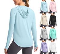 Women's UPF 50+ Sun Shirt with Hood, Long Sleeve UV Protection Shirts Lightweight Hiking Fishing Rash Guard Shirts Outdoor Sweatshirt Quick Dry Lightweight Hoodie Sun Protection Shirt with Thumb Hole