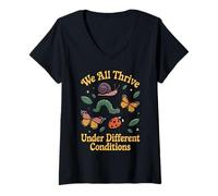 Women's Uplifting Quotes Thrive We All Thrive Under Different Animal V-Neck T-Shirt