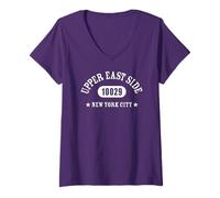 Womens Upper East Side 10029 New York City/NYC Athletic Design V-Neck T-Shirt