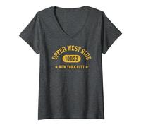 Womens UPPER WEST SIDE 10023 NEW YORK CITY / NYC Athletic W Details V-Neck T-Shirt