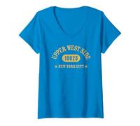Womens UPPER WEST SIDE 10023 NEW YORK CITY / NYC Athletic W Details V-Neck T-Shirt