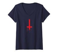 Women's Upside Down Inverted Cross V-Neck T-Shirt