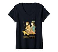 Womens Urashima Taro Fisherman and The Sea Princess V-Neck T-Shirt