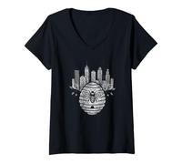 Womens Urban Beekeeping City Beekeeper Beehive Skyline Bee V-Neck T-Shirt