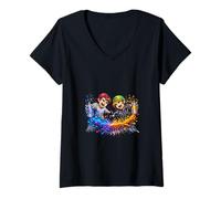 Women's Urban Color Clash Creative Street Graphic V-Neck T-Shirt
