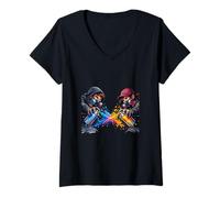 Women's Urban Color Clash Street Art Illustration V-Neck T-Shirt