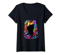 Women's Urban Crown Abstract Graffiti Colorful Street Art V-Neck T-Shirt