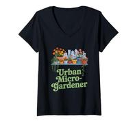 Women's Urban Micro Gardener City Balcony Rooftop Garden V-Neck T-Shirt