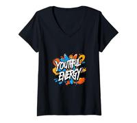 Womens Urban - Youthful Energy 80s 90s Street Art Graffiti Graphic V-Neck T-Shirt