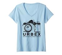 Women's Urbex Camera Documenting Decay Respecting History V-Neck T-Shirt
