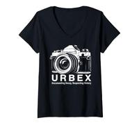 Women's Urbex Photographer Documenting Decay Respecting History V-Neck T-Shirt