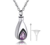 Women's Urn Necklace For Ashes for Grandma, Teardrop Ash Necklaces June Birthstone Memorial Jewelry Annivery Gift for Her