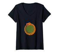 Womens Uroboros Eternal Cycle Serpent Symbol Mystic Time V-Neck T-Shirt