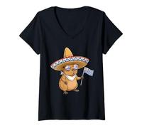 Women's Uruguay Roots Capybara Uruguayan Flag V-Neck T-Shirt