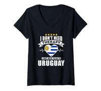 Womens Uruguay Tshirt Uruguay Gift Flag Vacation Vintage Souvenir V-Neck T-Shirt