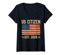 Women's US Citizen Est 2026 New American Immigrant Citizenship V-Neck T-Shirt