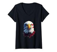 Womens US Eagle Pride - American Flag V-Neck T-Shirt