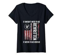 Womens US Flag Constitution of the USA Flag Needs To Be Reread V-Neck T-Shirt