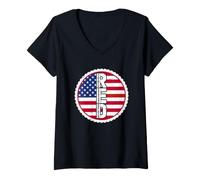 Women's US Flag RED Military Support Remember Everyone Deployed V-Neck T-Shirt